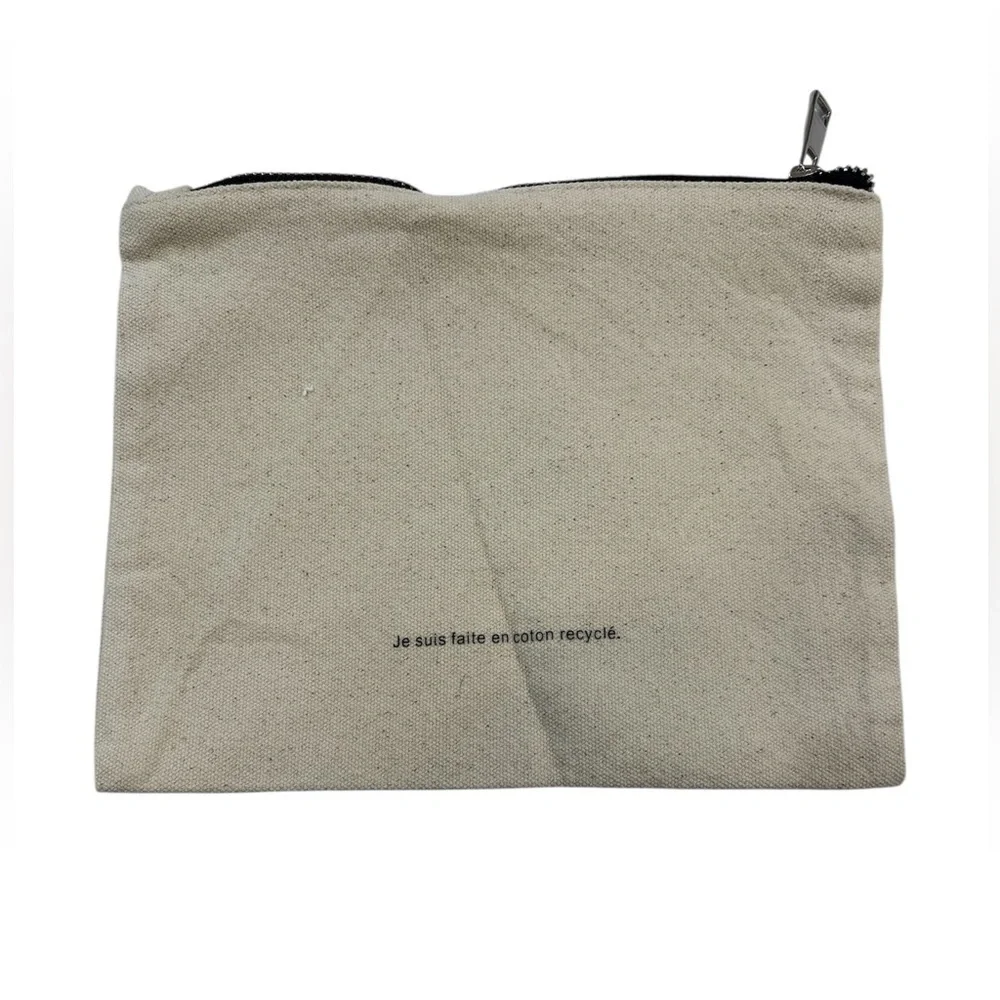 Typology Paris Cotton Weekend Pouch Makeup Bag Beige Zipper New